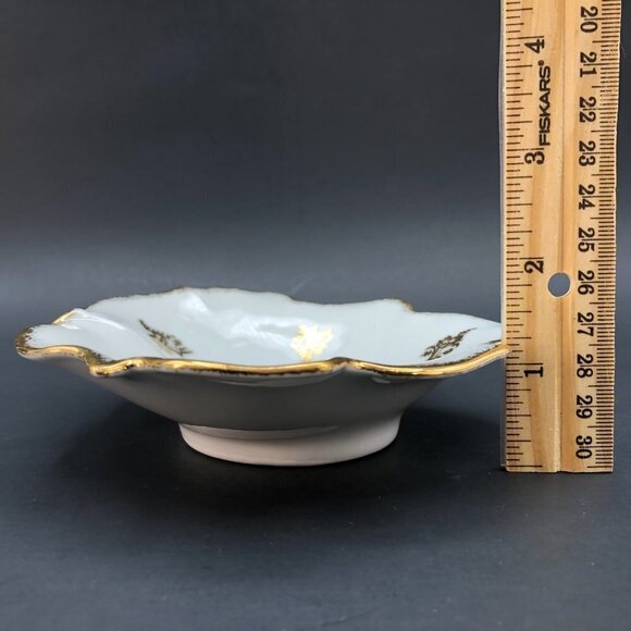Limoges France GDA Leaf Trinket Dish Vintage Porcelain Ring Tray Gold Paint Trim - Picture 10 of 10